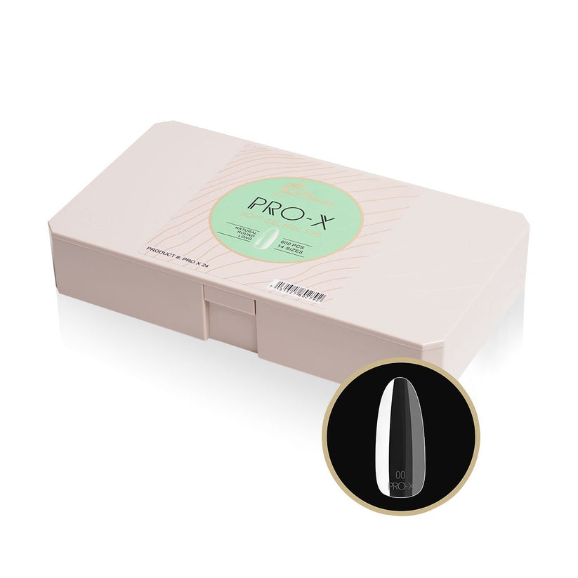 PRO-X Soft Gel Nail Tips 24 - Natural Round Long - 14 Sizes | 600pc
