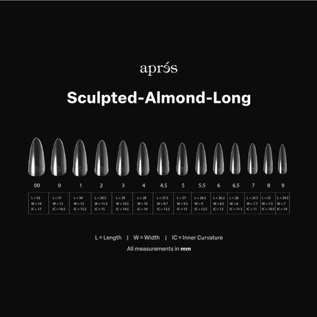 Gel-X Sculpted Almond Long 2.0 Box of Tips 14 Sizes