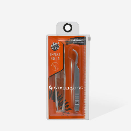 Professional lash tweezers with fiber tips, curved EXPERT 45 TYPE 1
