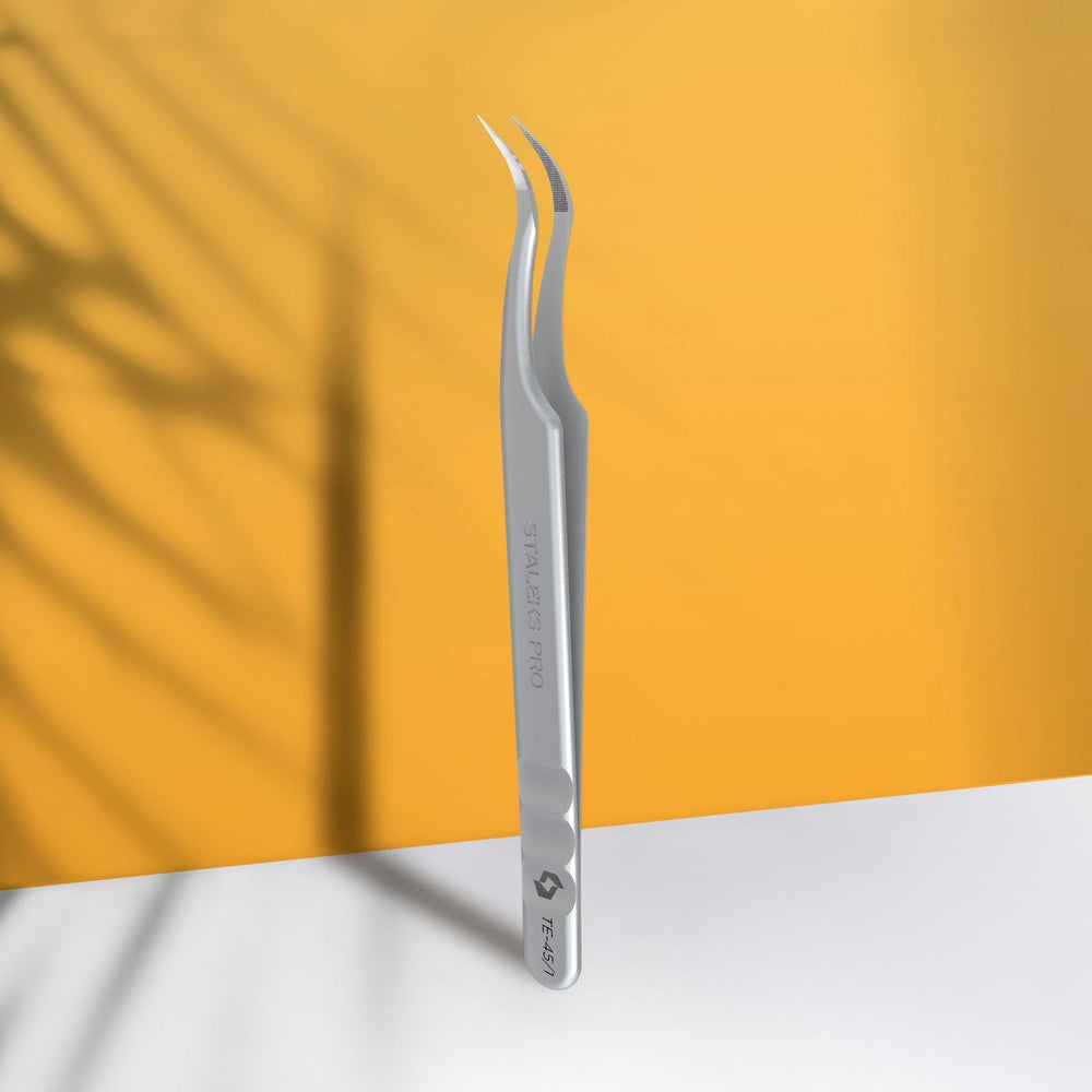 Professional lash tweezers with fiber tips, curved EXPERT 45 TYPE 1