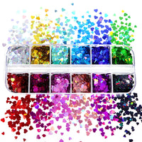 12 Grids Hearts Nail  Sequin Mix Color # 4
