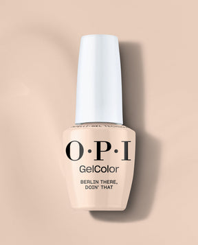 OPI GelColor Berlin There, Doin' That gel nail polish bottle in a soft beige taupe shade