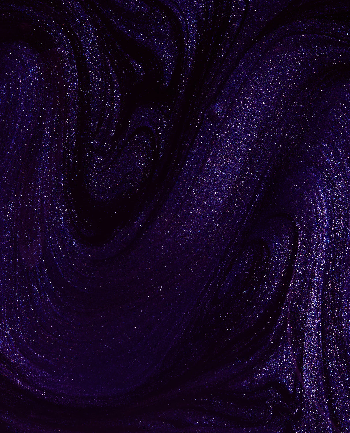 Don't Over Ink It gel nail polish swatch, deep inky purple shimmer with blue-violet sparkle