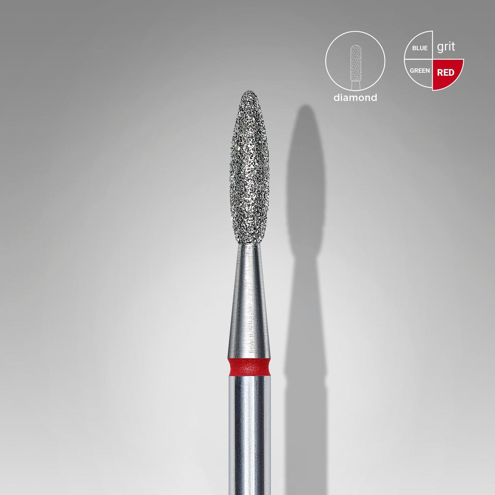 Bit #306 - Diamond nail drill bit flame red head diameter 2,1mm / working part 8mm - EXPERT