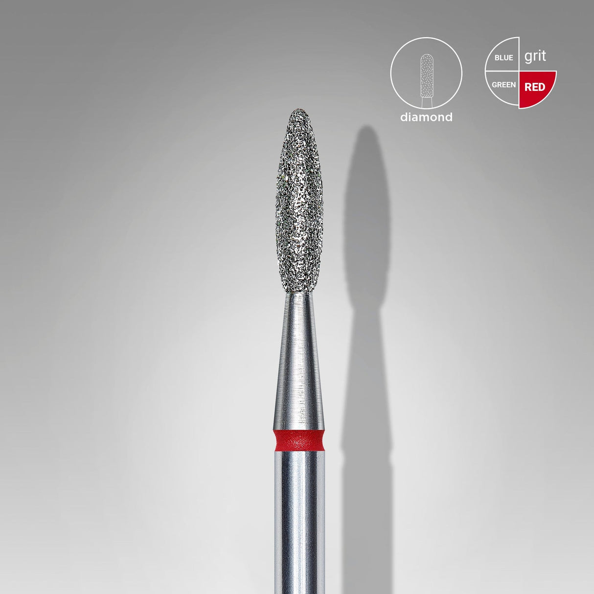 Bit #306 - Diamond nail drill bit flame red head diameter 2,1mm / working part 8mm - EXPERT