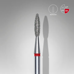Bit #306 - Diamond nail drill bit flame red head diameter 2,1mm / working part 8mm - EXPERT