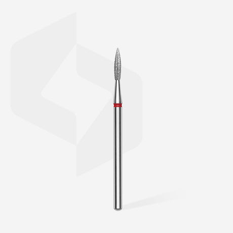 Bit #307 - Diamond nail drill bit pointed flame red, head diameter 2,3 mm, working part 8 mm - EXPERT