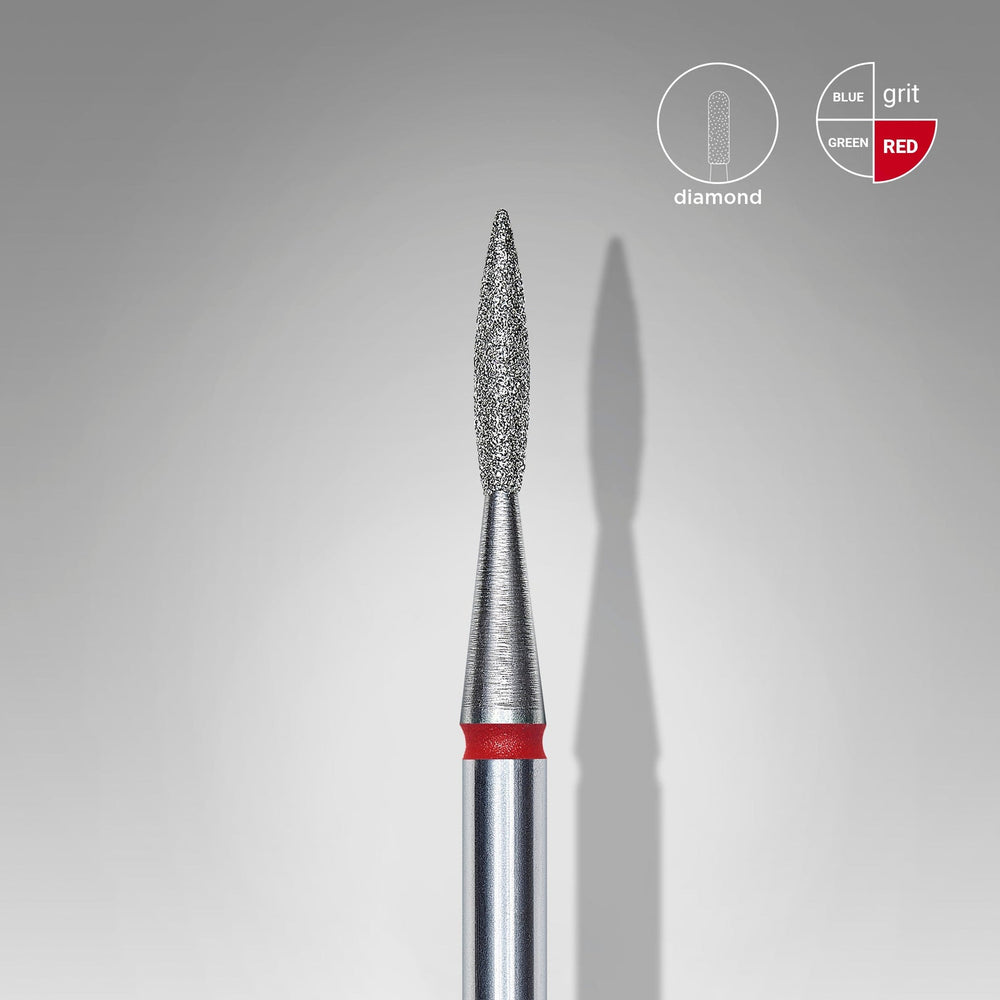 Bit #299 - Diamond Nail Drill Bit Pointed Flame Red, Head Diameter 1,6 mm, Working Part 8 mm - EXPERT