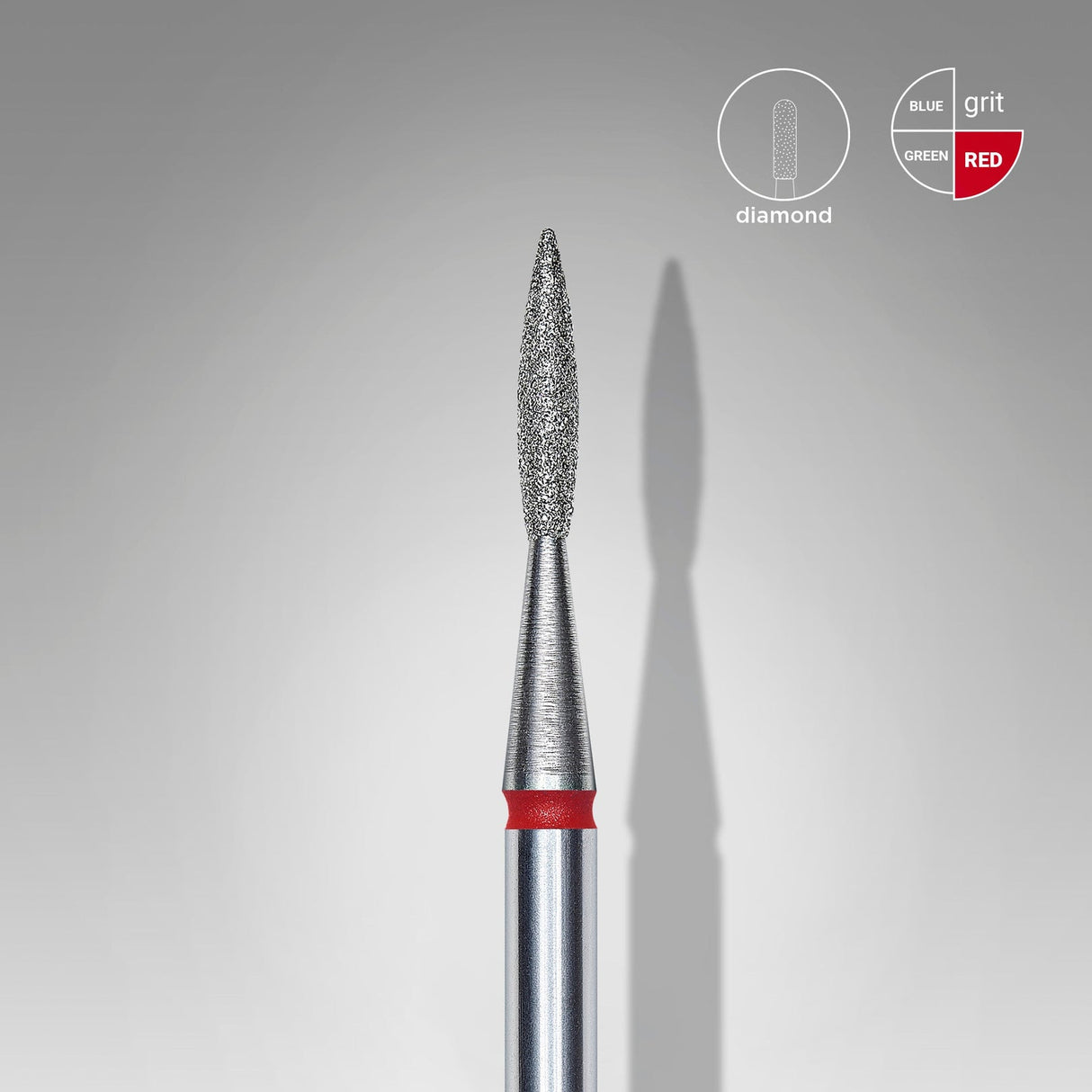 Bit #299 - Diamond Nail Drill Bit Pointed Flame Red, Head Diameter 1,6 mm, Working Part 8 mm - EXPERT