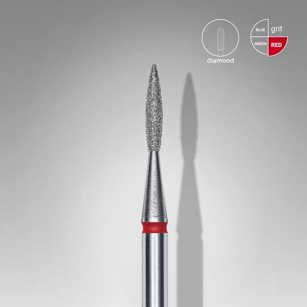 Bit #299 - Diamond Nail Drill Bit Pointed Flame Red, Head Diameter 1,6 mm, Working Part 8 mm - EXPERT