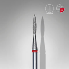 Bit #299 - Diamond Nail Drill Bit Pointed Flame Red, Head Diameter 1,6 mm, Working Part 8 mm - EXPERT