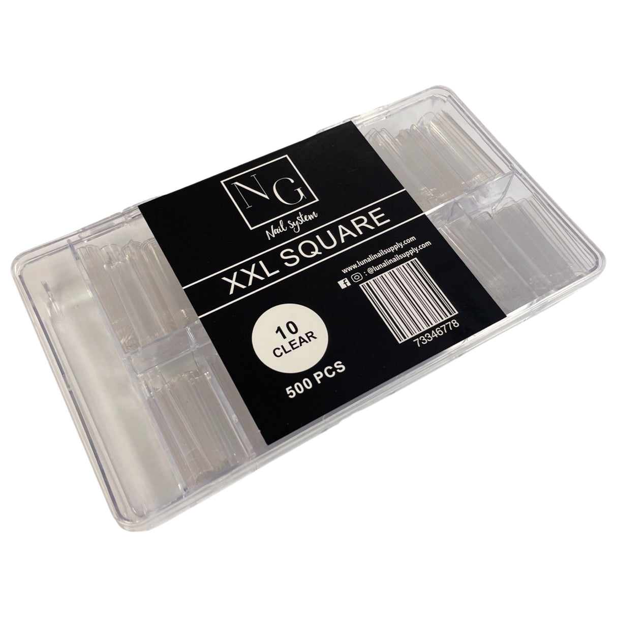 XXL No C Square Nail Tips - Clear