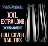 Full Cover Coffin XXL Clear / Nail Tips Bag 0 to 11 - 600pc