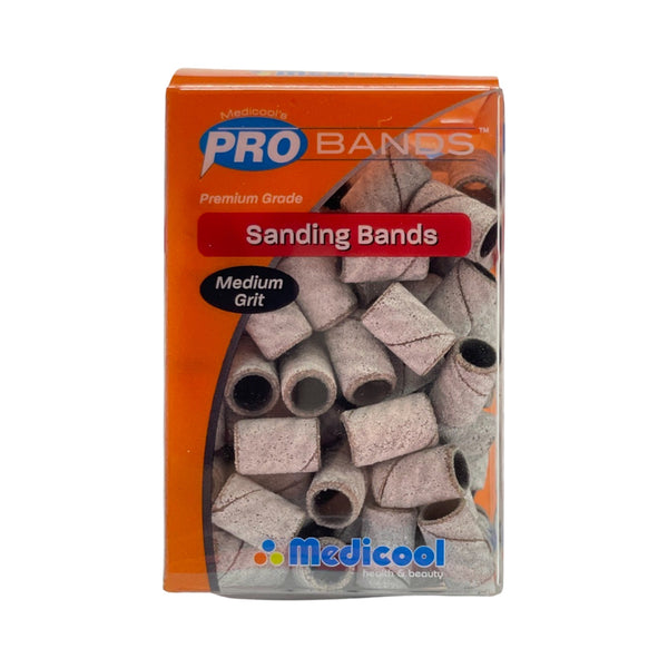 White Sanding Bands for Nails - Medium Grit (100/box)