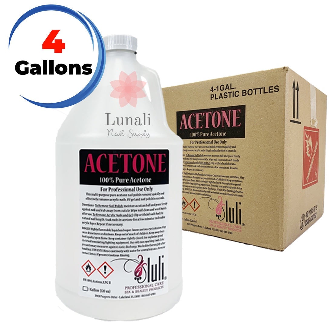Pure Asitone *Pure Acetone 100% - ( 4 Gal./ Case) – Lunali Nail Supply