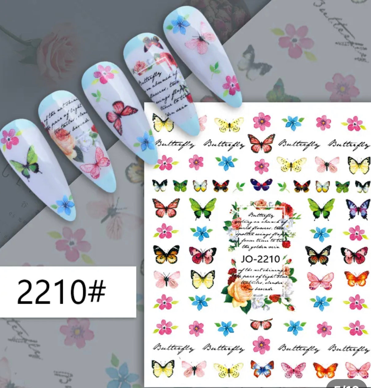 Butterfly -Flowers  Nail Sticker -JO-2210