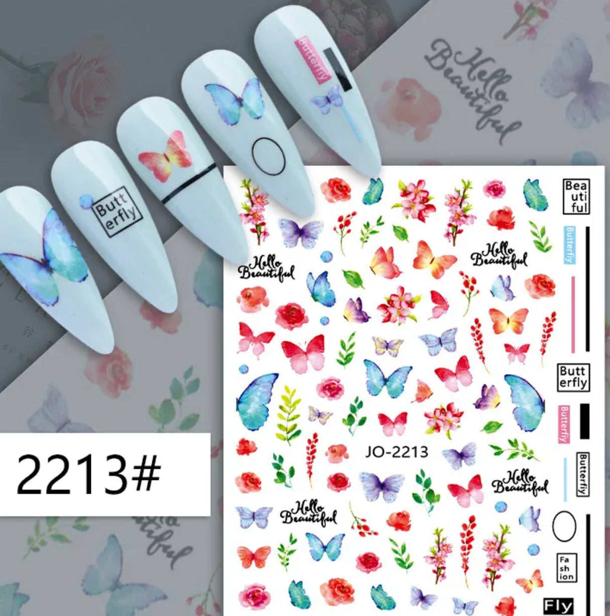 Butterfly -Flowers  Nail Sticker -JO-2213