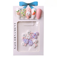 White & Purple Bunny #1 - Charm - 15pc