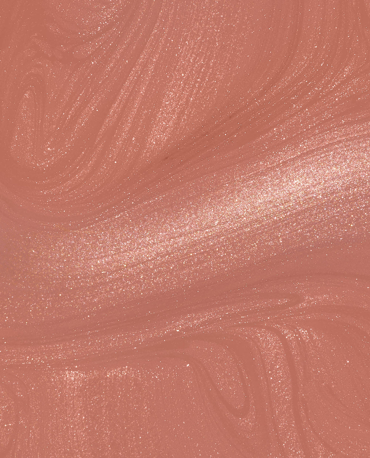 Route Beer Float gel nail polish swatch, warm rosy caramel-brown shade with golden shimmer