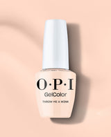 OPI GelColor Throw Me a Wink gel nail polish bottle in a soft pale peach nude shade