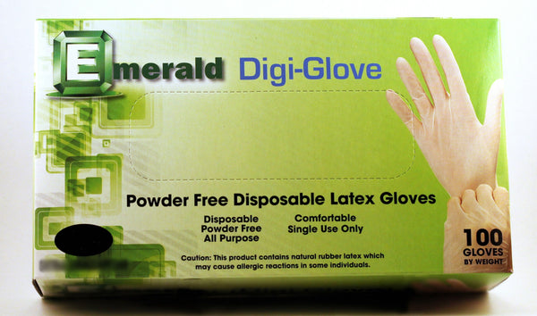 Emerald Latex glove  Large  size- (L) Powder free - Case (1000 Gloves)