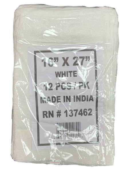 16" x 27" White Towels Pack of 12