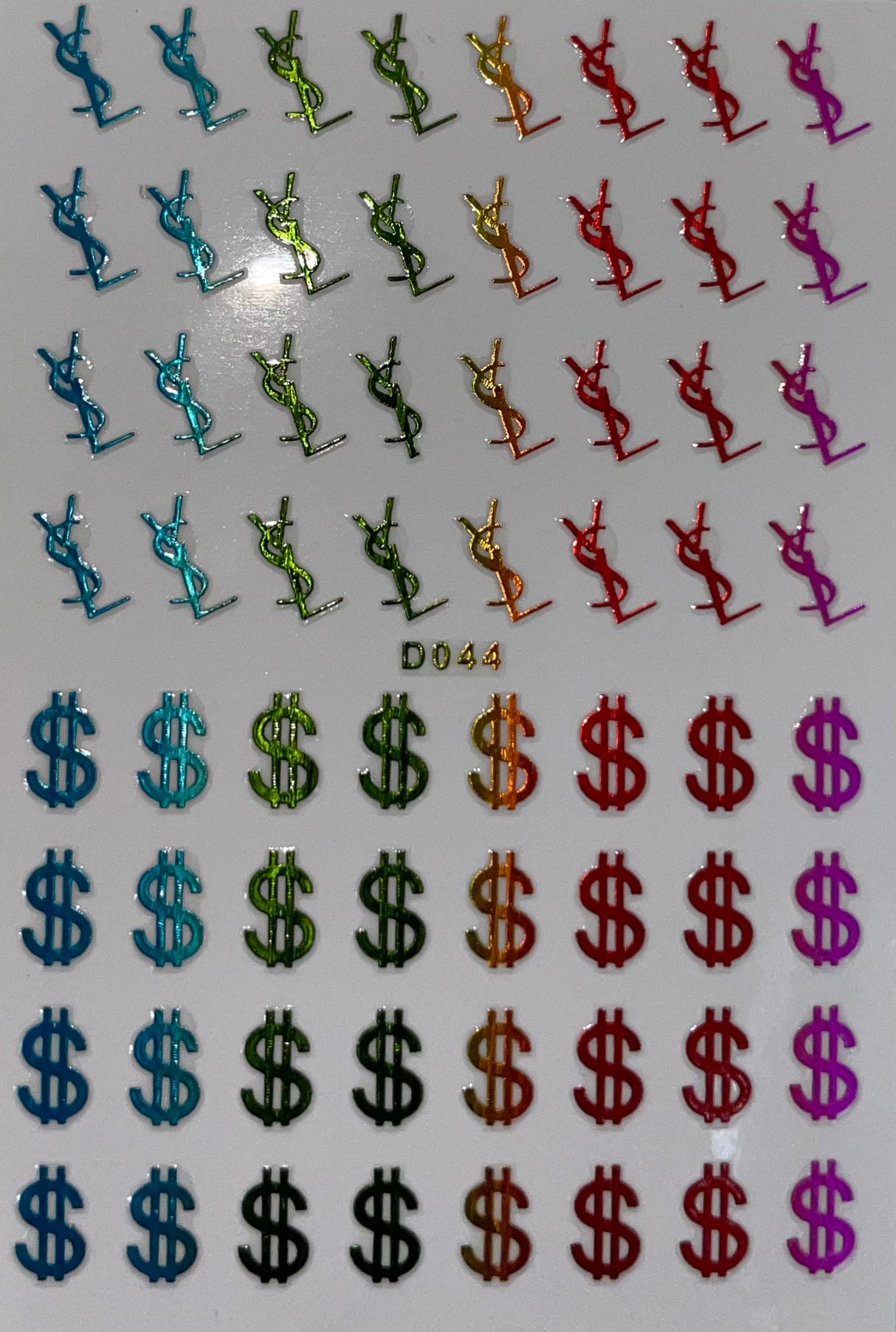 Nail Sticker - D044 YSL & Dollar Sign