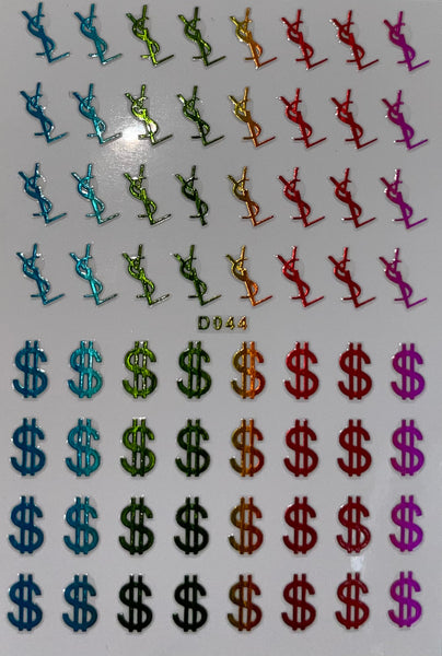Nail Sticker - D044 YSL & Dollar Sign