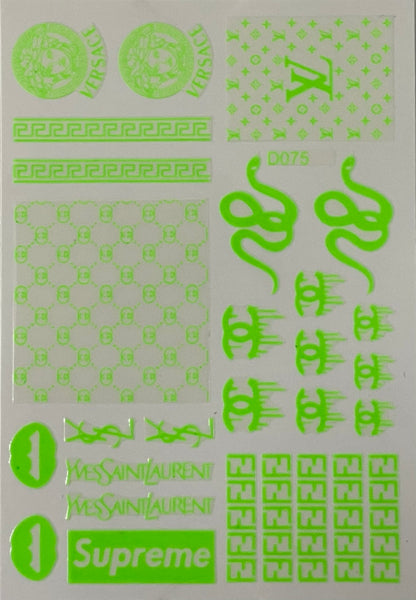 Nail Sticker - D075 Neon Green FashionLogos
