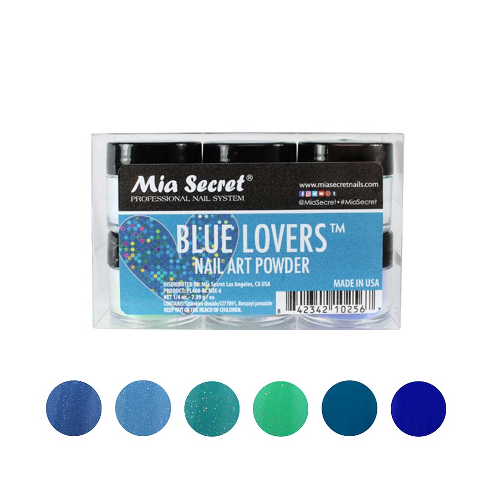 Blue Lovers Nail Art Powder Collection 6pcs