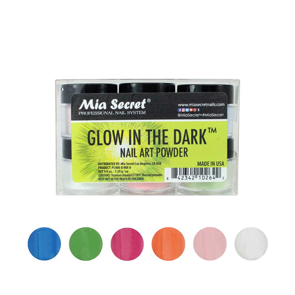 Glow In The Dark Nail Art Powder Collection 6pcs