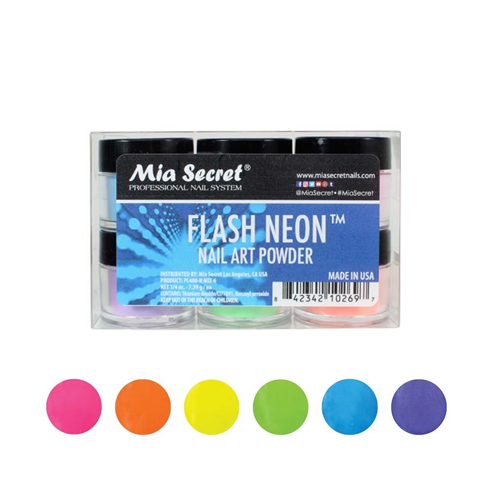 Flash Neon Nail Art Powder Collection 6pcs