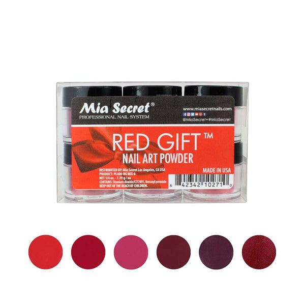 Red Gift Nail Art Powder Collection 6pcs