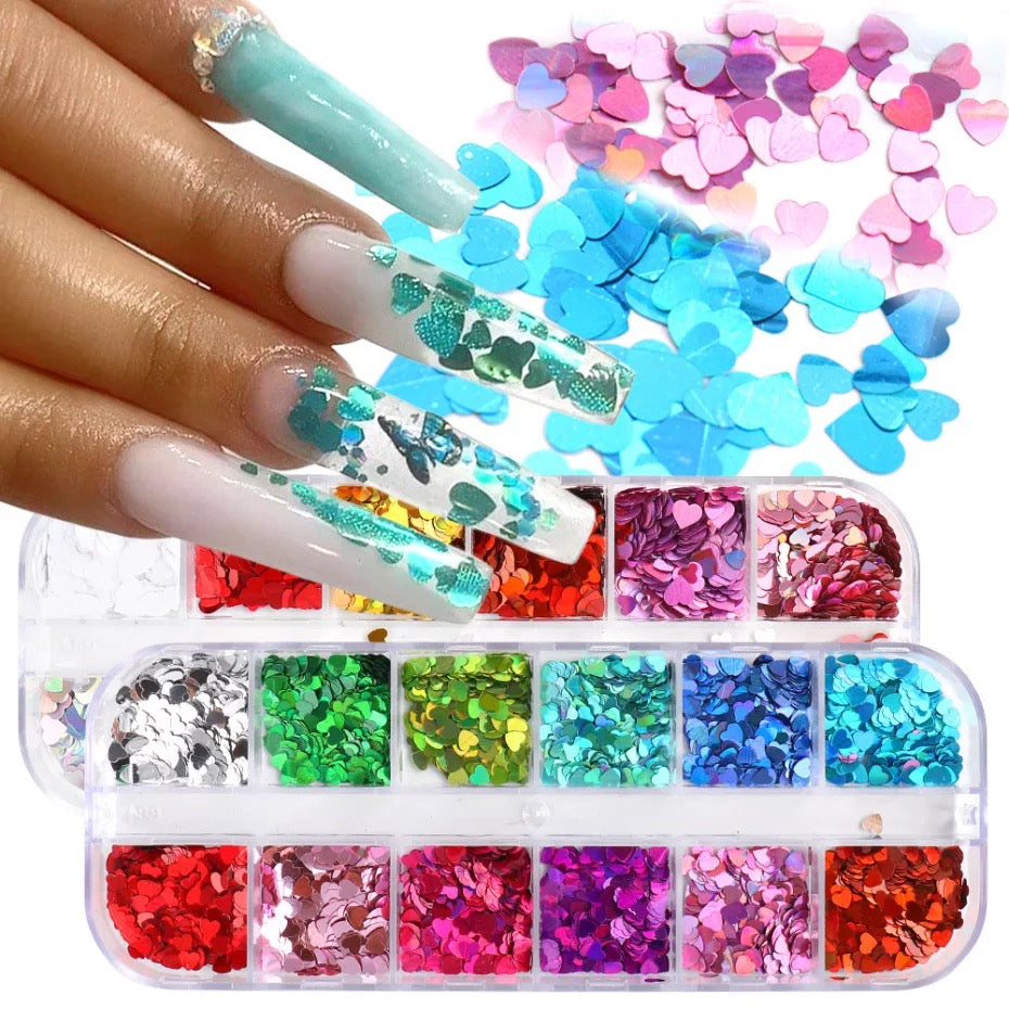Heart Sequin-  Mix Color #12  Styles Box