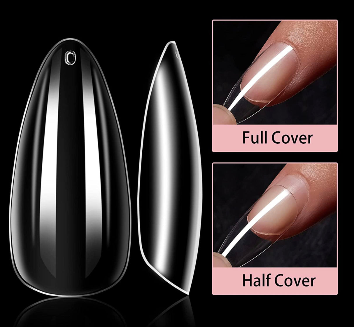 Full Cover Medium   Almond Nail Tips  Bag - 0 to 11- 600 pcs