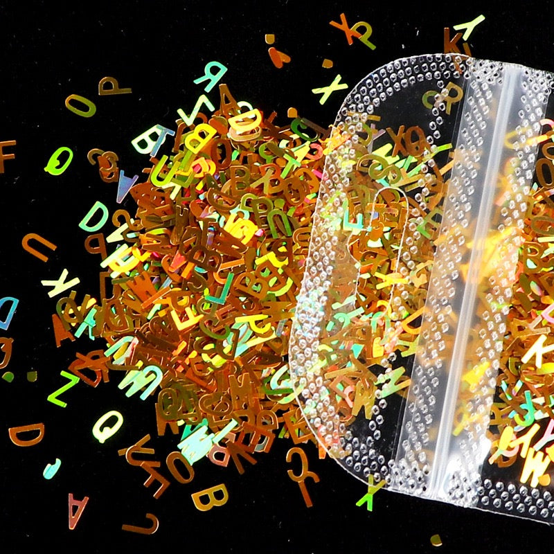 Letter Sequins #5 - Gold - 2g/bag