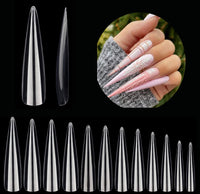 Full Cover XXL Stiletto  Clear / Nail Tips Bag 0 to 0 - 500pc