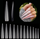 Full Cover XXL Stiletto  Clear / Nail Tips Bag 0 to 0 - 500pc