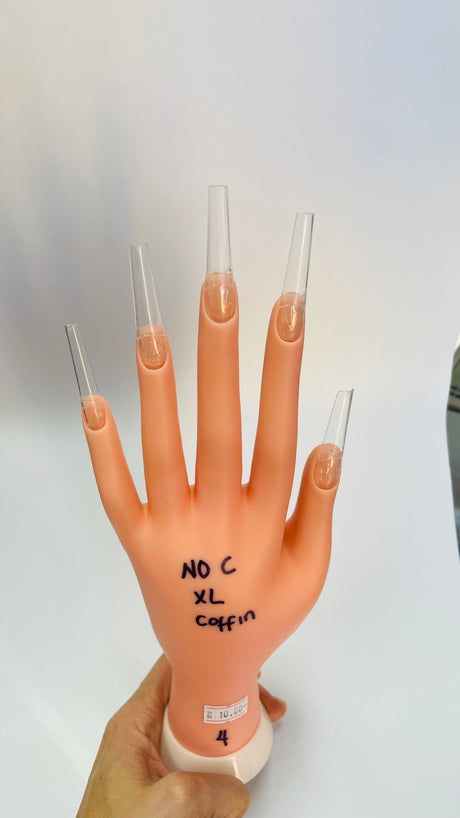 XL NO C Coffin Clear Acrylic Nail Tips - Bag 500 pc