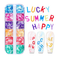 Letter Sequins Nail Glitter - 12 Styles Box