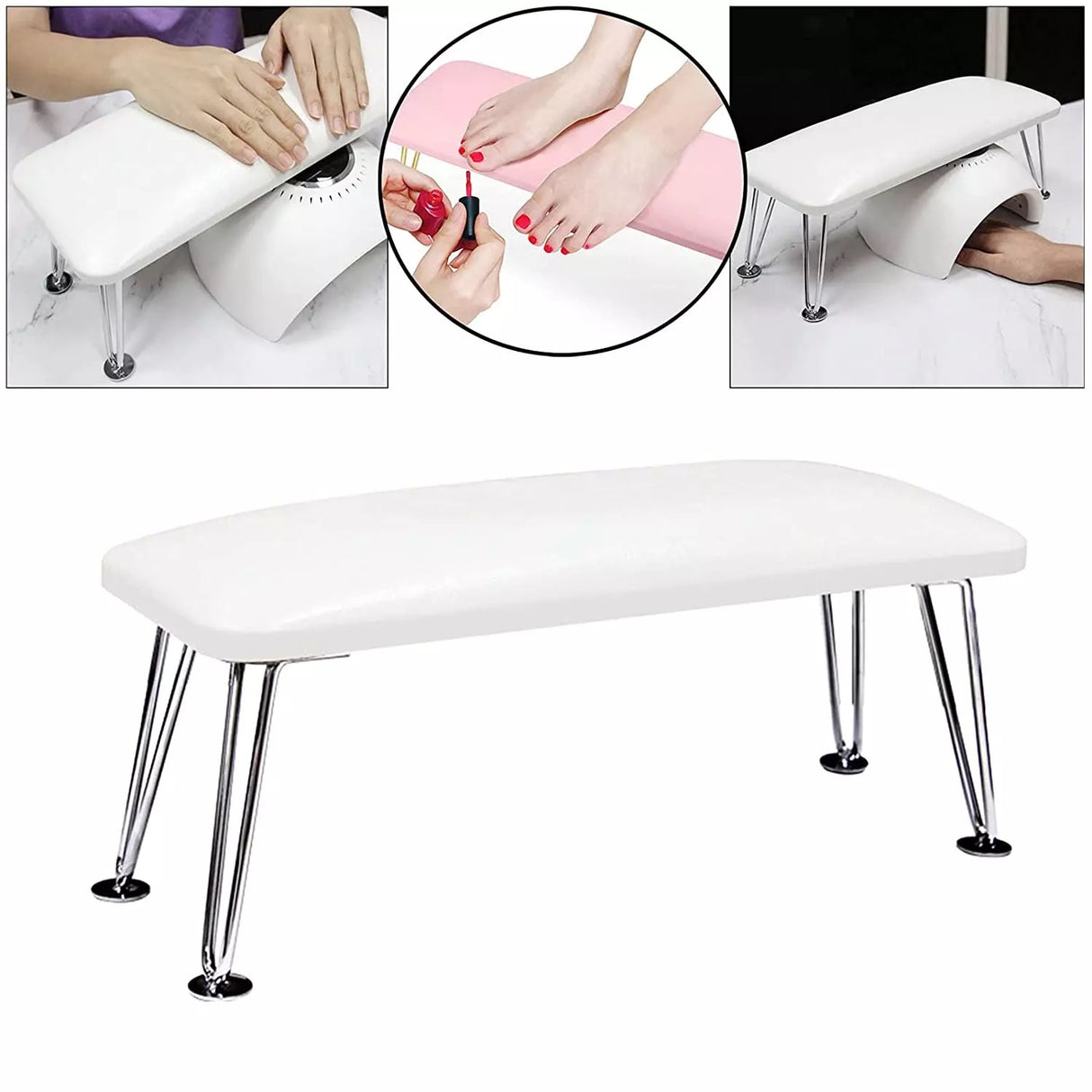 Leather Nail Hand Rest - White