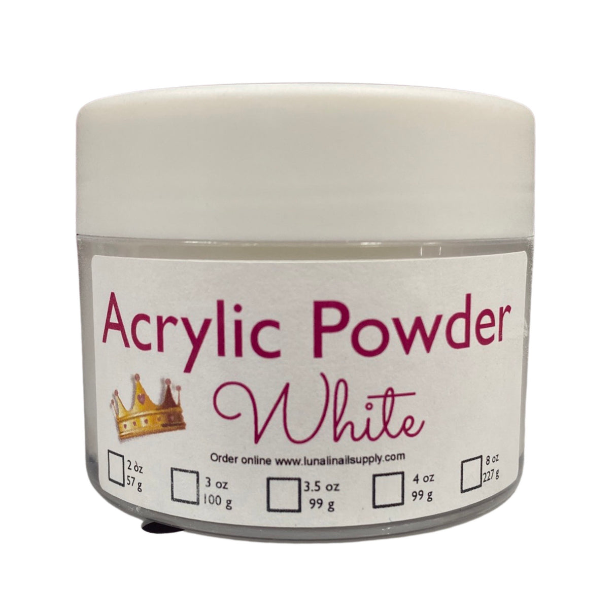 White Nail Acrylic Powder - 3.4 oz (LUNALI)