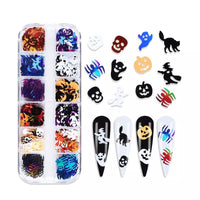 Halloween Sequins Nail Glitter - 12 Styles Box