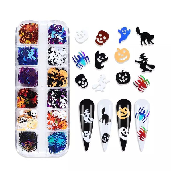 Halloween Sequins Nail Glitter - 12 Styles Box