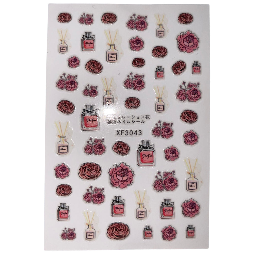 Nail Sticker - XF3043 Perfume and Roses