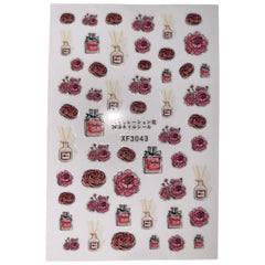 Nail Sticker - XF3043 Perfume and Roses