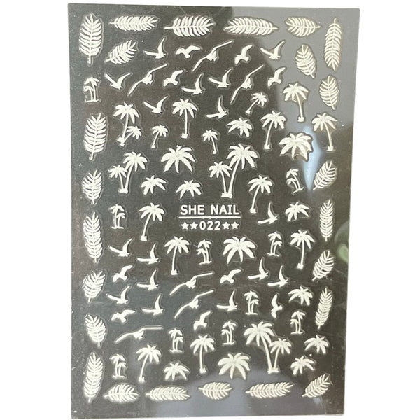 Nail Sticker - 022 White Palm Trees