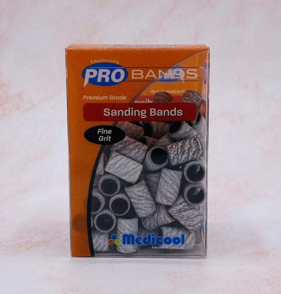 White Sanding Bands for Nails - Fine Grit (100/box)