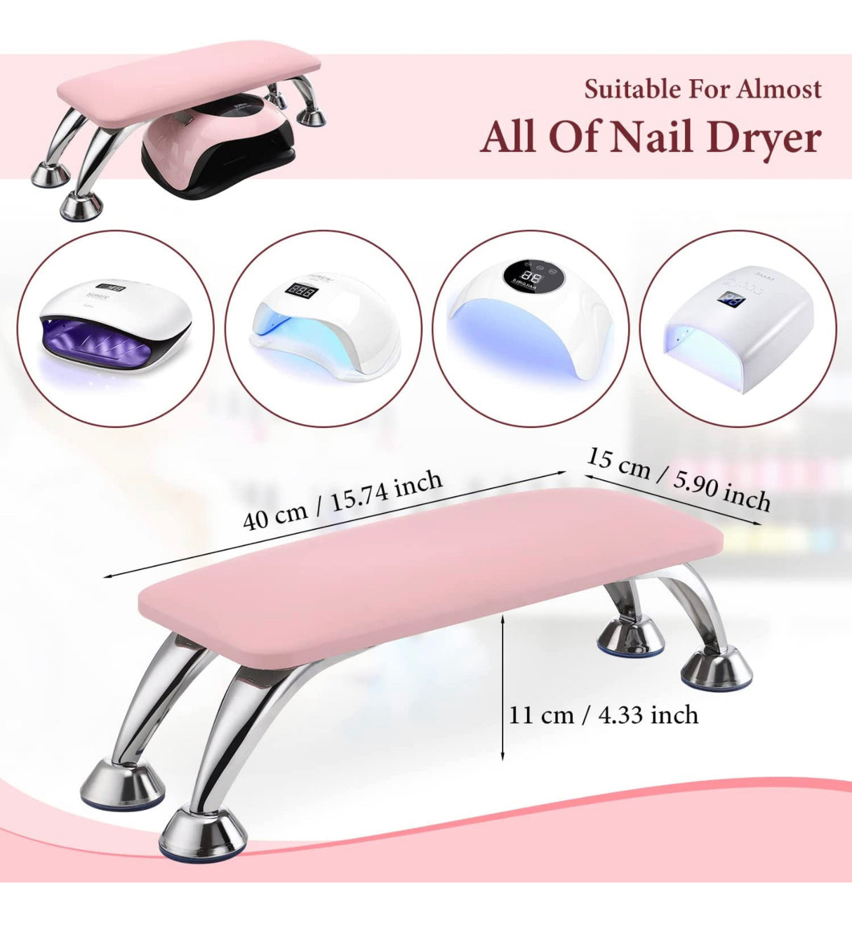 Leather Nail Hand Rest - Pink