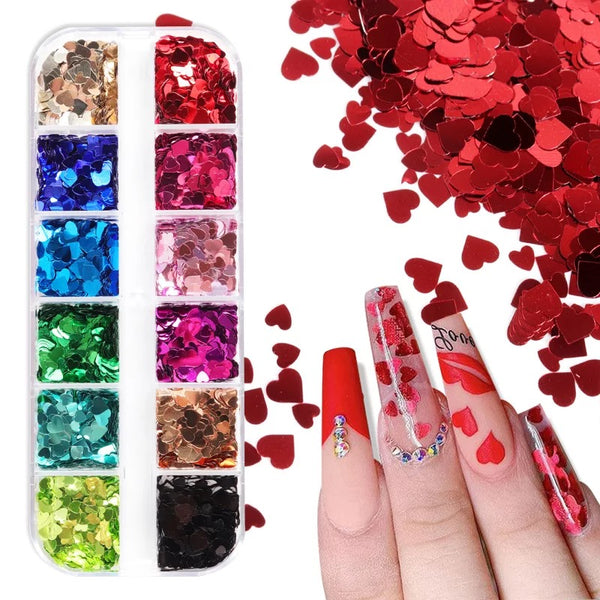 Heart Sequin-  Mix Color #12  Styles Box